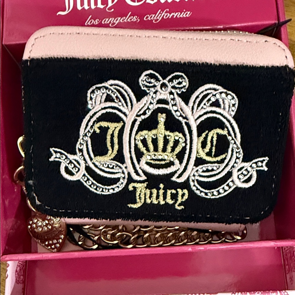 Juicy Couture Black and Pink Wallet with Gold Accents NEW